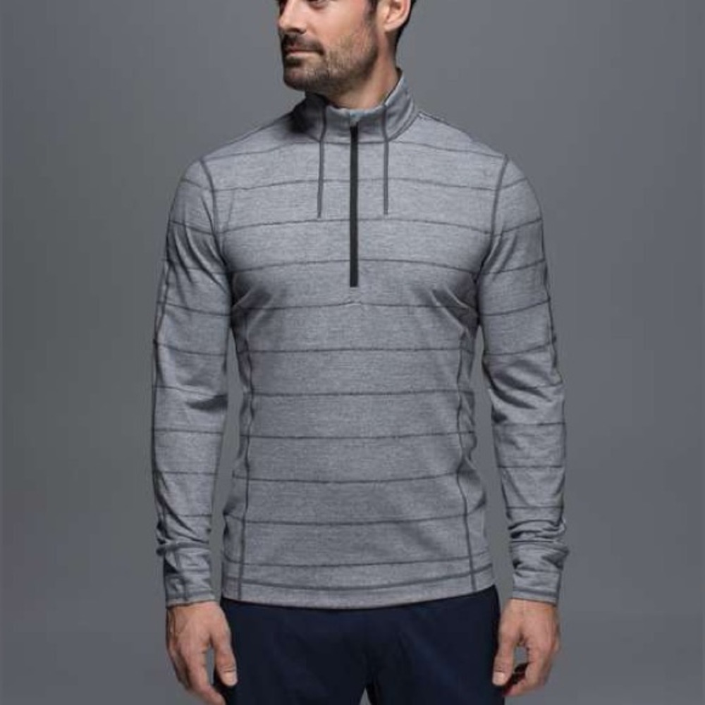 Lululemon Athletica Gray Striped Sweatshirt Men’s Large Excellent Condition